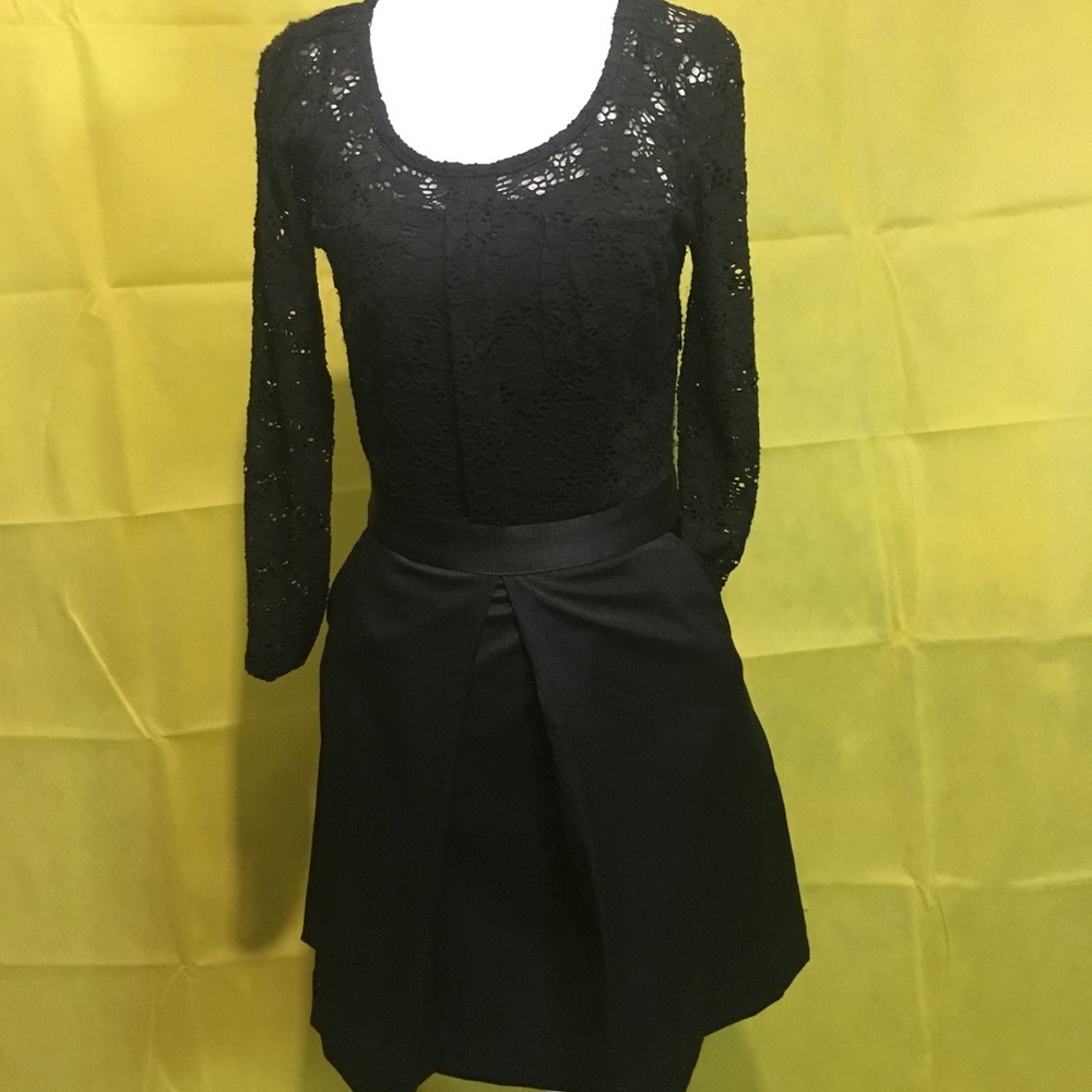Lacy black dress.